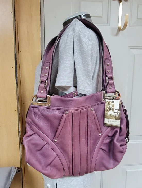 B. Makowsky Purple Naked Leather Shoulder Bag - Picture 11 of 15